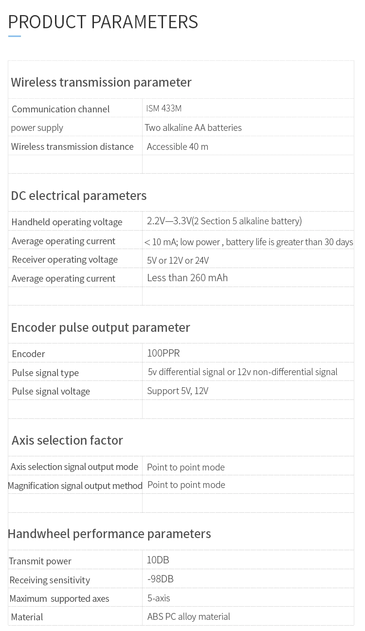 Economic 5 Axis Wireless CNC Handwheel Manual Pulse Generator Mpg Pendant Handwheel for Milling Machine