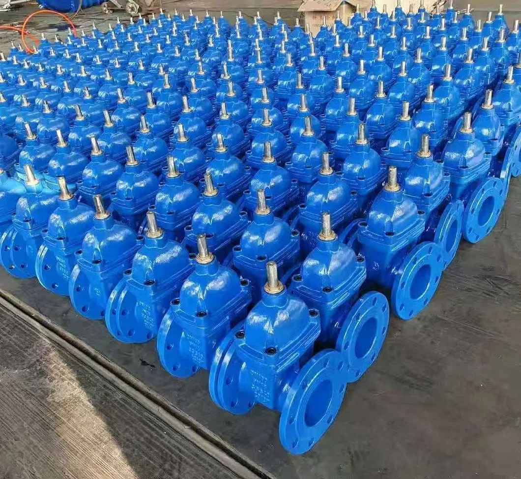 DIN3352 F4 F5 Gate Valve Ductile Iron Flanged Water Fluid Non Ring Stem Stainless Steel Manual Handwheel 2&prime;&prime;-48&prime;&prime; Blue