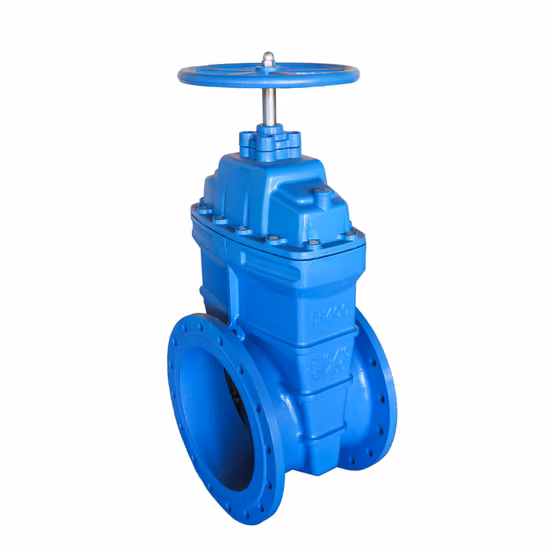 Blue DIN3352 F5 Gate Valve DN80 Ductile Iron Flanged Water Fluid Non Ring Stem Stainless Steel Manual Handwheel 2&prime;&prime;-48&prime;&prime;