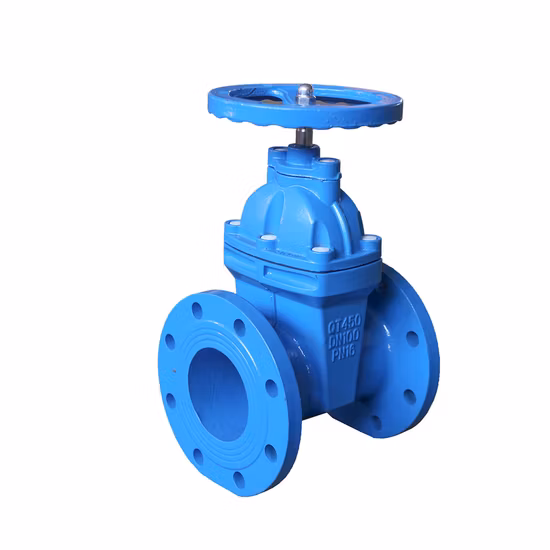 Blue DIN3352 F5 Gate Valve DN80 Ductile Iron Flanged Water Fluid Non Ring Stem Stainless Steel Manual Handwheel 2&prime;&prime;-48&prime;&prime;